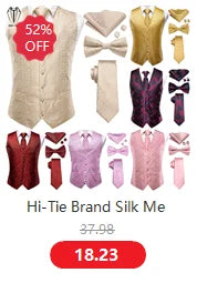 Hi-Tie Pure Black Silk Mens Shirts Plain Smooth Long Sleeve Formal Dress Blouse for Male Wedding Business Events Oversized Gift