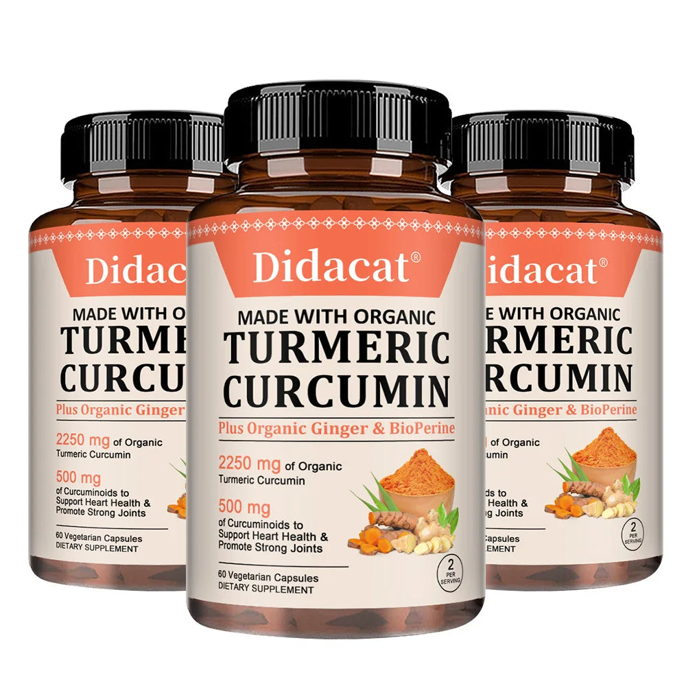 Turmeric Curcumin Capsules - with Black Pepper, Supports Joints, Digestion, Immune Health, Improves Mobility