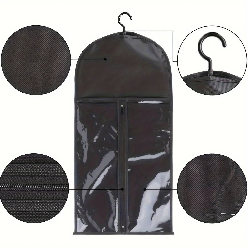 6pcs Long Hair Extensions Storage Bag Non-Woven Dust Proof Wigs Carrier Bags With Plastic Hanger For Home Salon Organizer