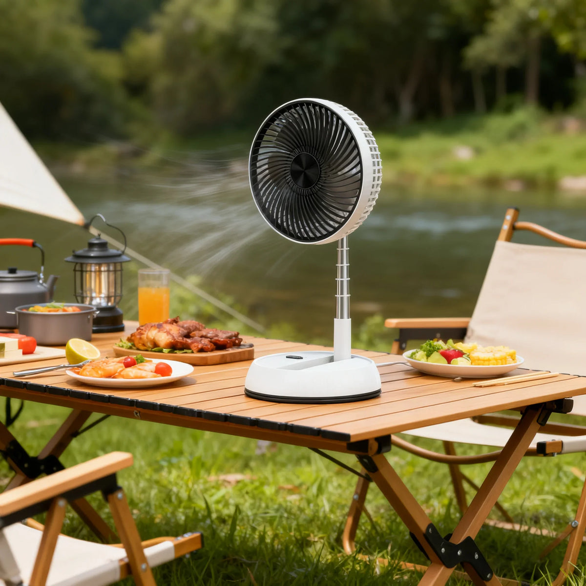 2026 NEW  Outdoor Portable Silent Remote Control Desktop Vertical Automatic Shaking Fan Aluminum Alloy Telescopic Timed Home Fan