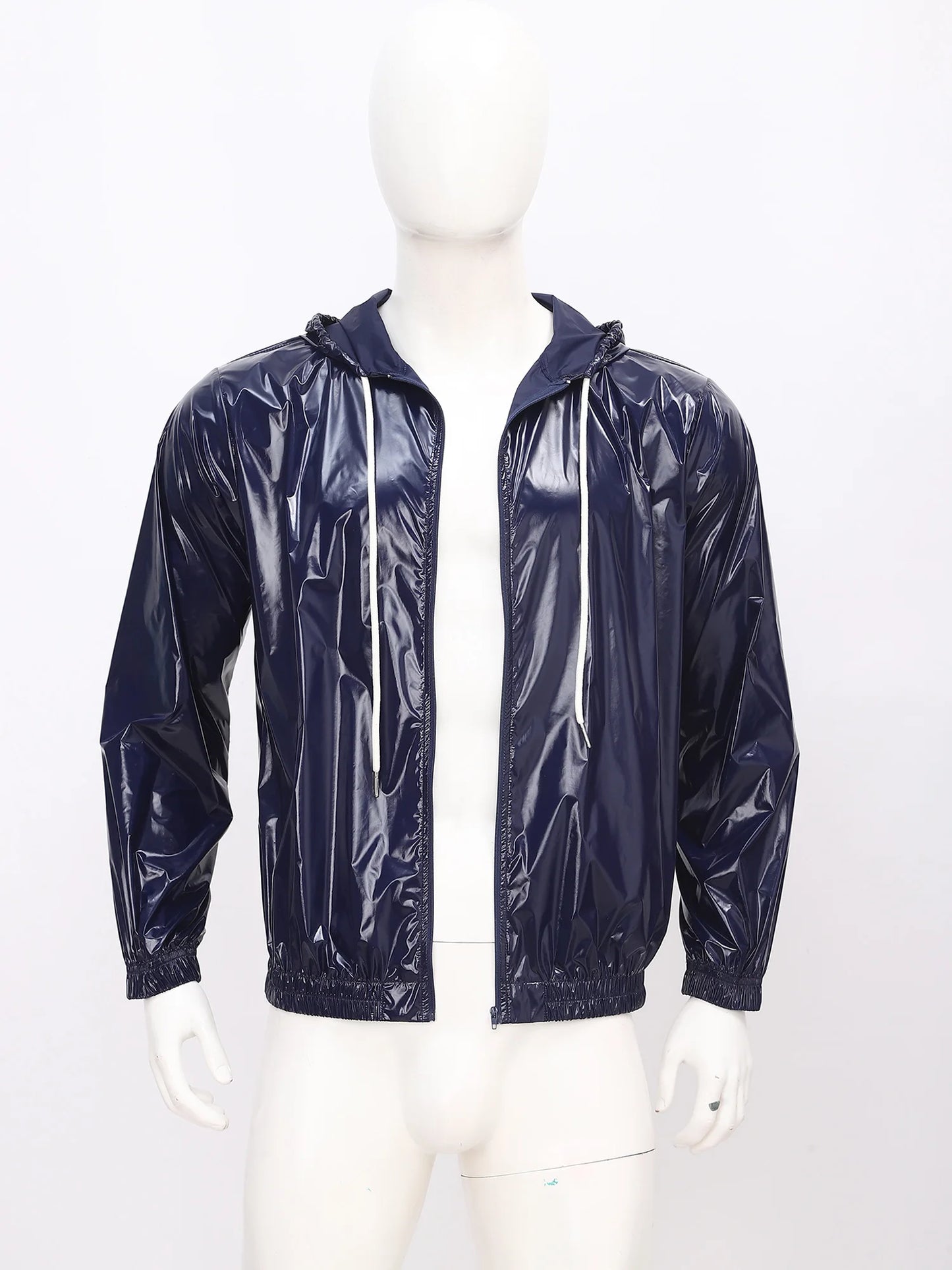Men Waterproof Hooded Trench Jacket Long Sleeve Hood Outerwear Windbreaker Raincoat fo Hiking Fishing Biking Thermal Windbreaker