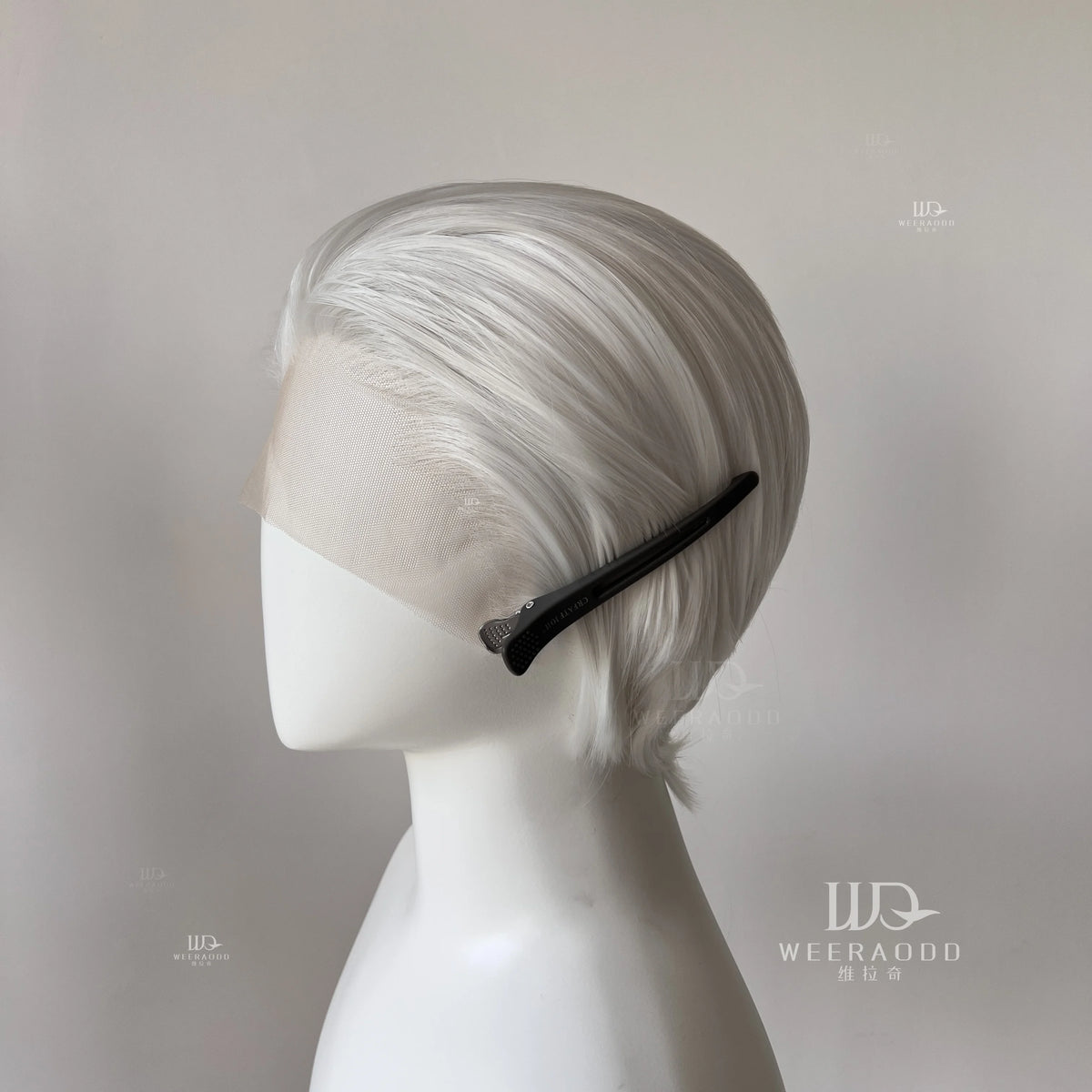White Wig Short 8Inch 13*4 Lace Front Wig for Man Sliver Blonde Heat-resistant Fiber Hair Wig for Cosplay Synthetic Wigs