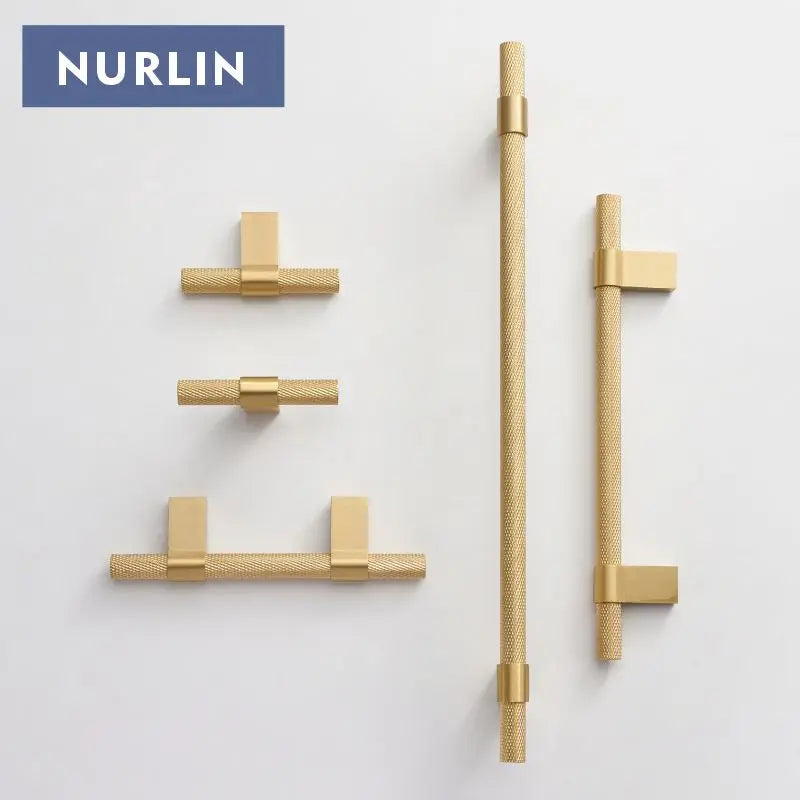 Nurlin Solid Brass Knurling Patterned Cabinet T-bar Extended Length 40 Inches Kitchen Appliances Dishwashers Refrigerators Pull
