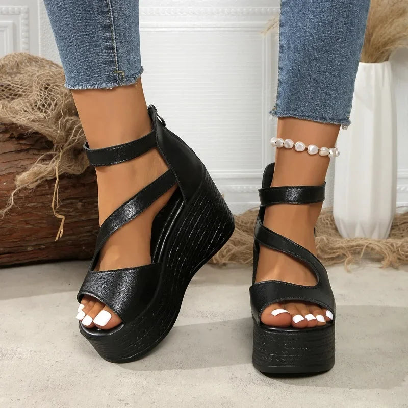 Women's Platform Wedge Sandals 2025 Summer Fashion Casual Comfortable Ladies Heeled Sandals Walking Shoes for Women High Heels