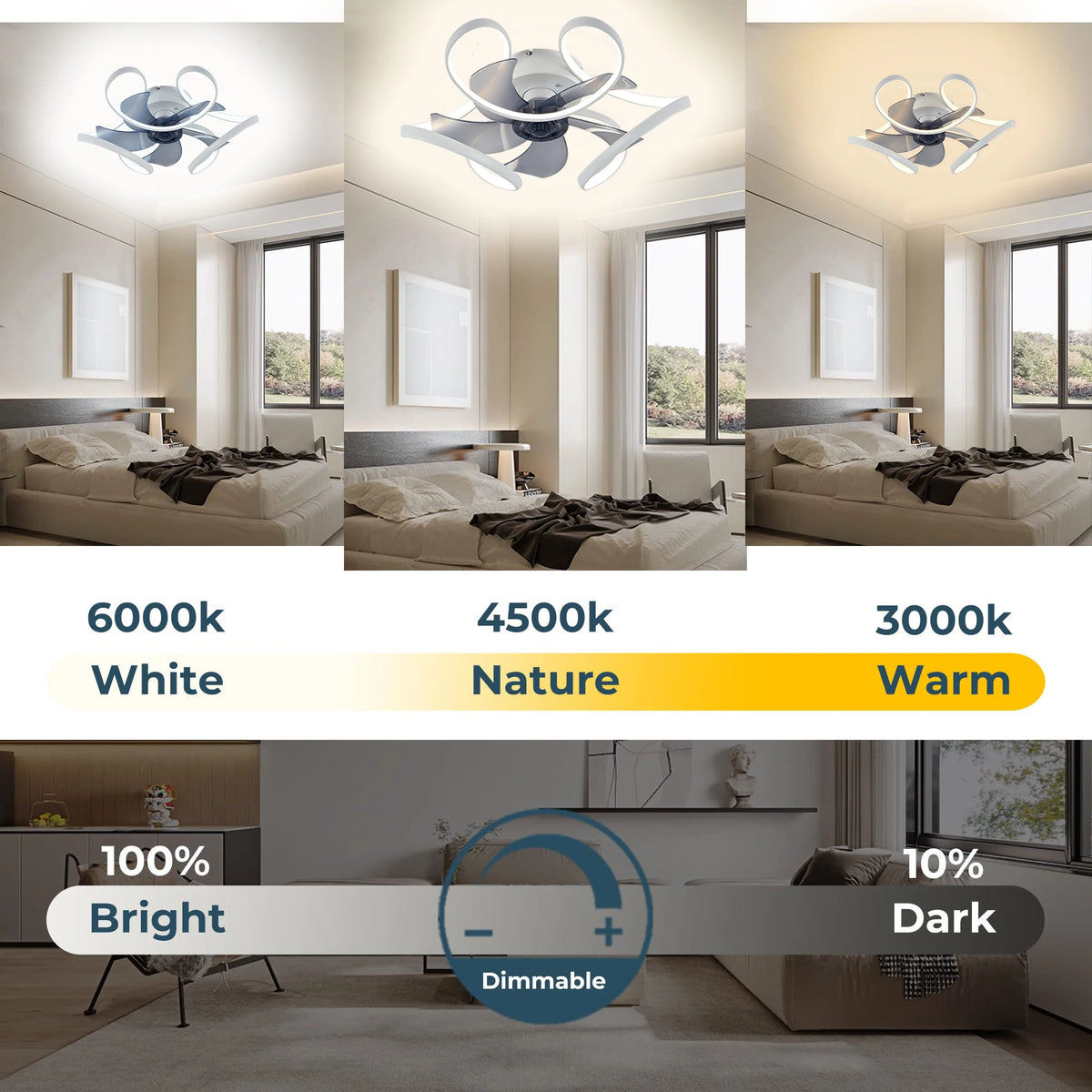 Modern Ceiling Fan Home Decorative Pendant Fan With Lamp Reversible Motor Suitable Kitchen Living Room Creative Chandelier Fan