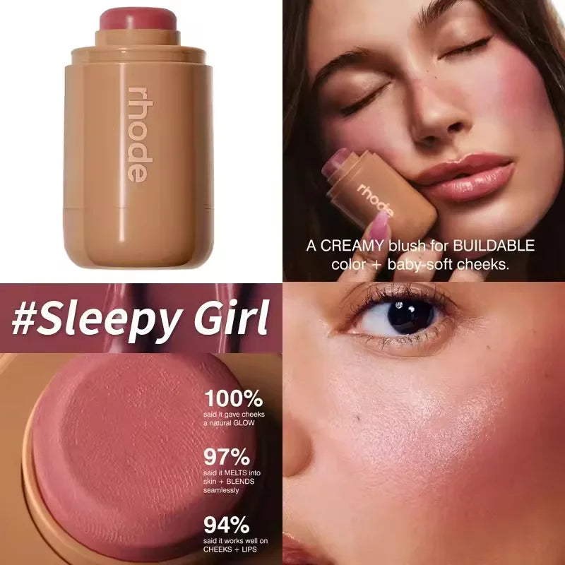Rhode Skin Pocket Blush Stick Lip Cheek Hydrating Stick Natural Rouge Powder Blusher Cream Lipstick Cheek Teacup Candy Color