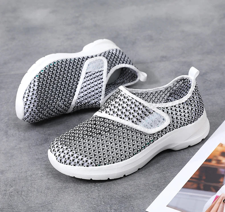 Women Mesh Shoes Summer Sports Black Outdoor Comfortable Loafers Monk Sneakers Girls For Walking Flats Mother Gift