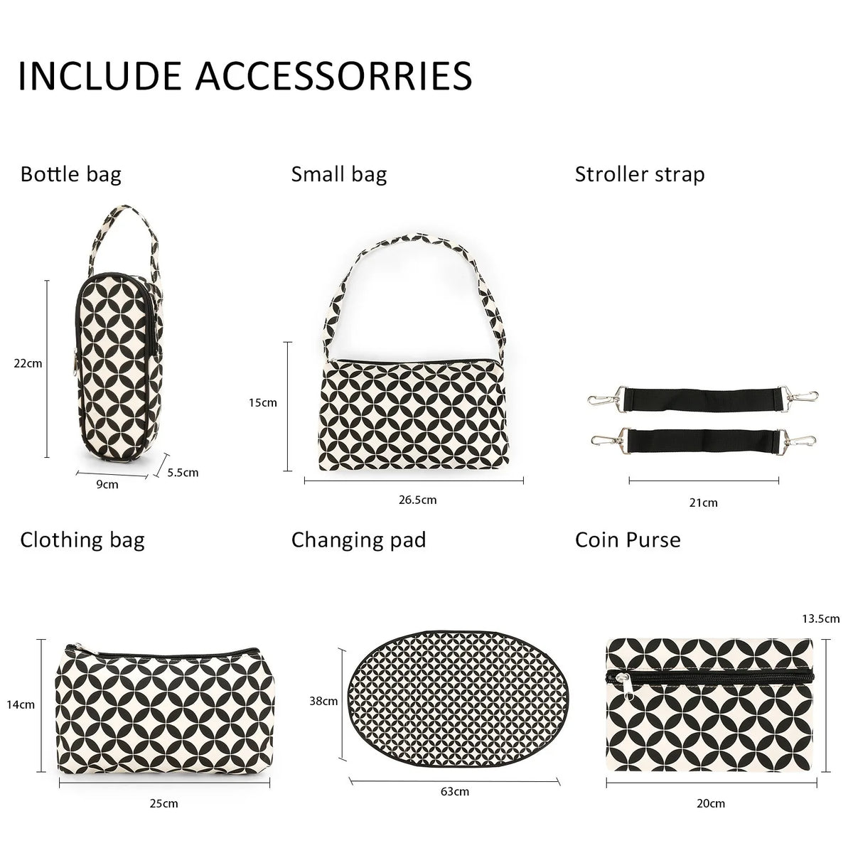 Women Shoulder Bag Travel 7 Pcs/Set Baby Diaper Bags Go Out Large Capacity Newborn Nappy  Bag with Changing Pad Multi-functional