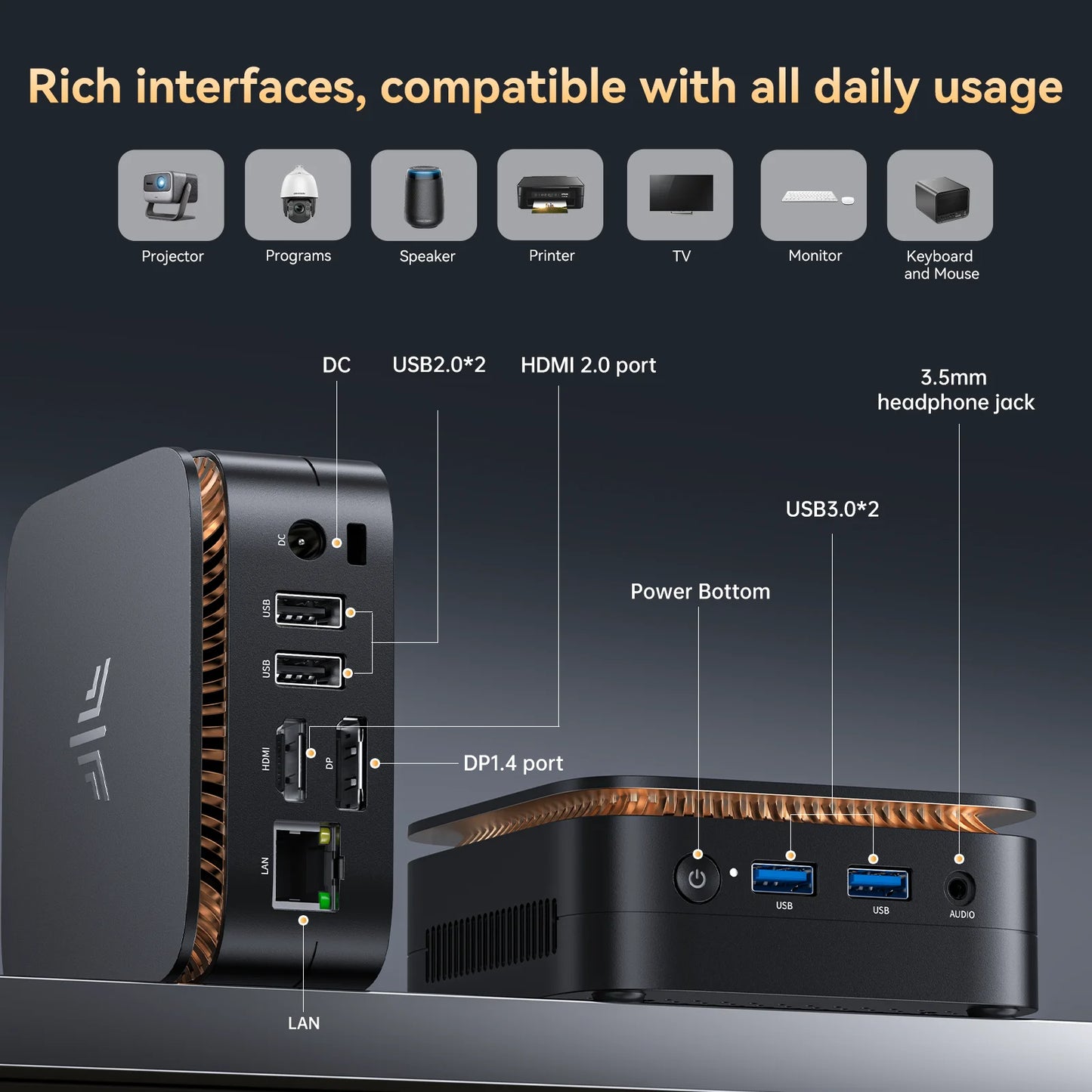 NIPOGI Mini PC AMD Ryzen 3 3250U Desktop Mini Computers 8GB RAM 256GB M.2 SSD WiFi 5, BT 4.2,DUAL 4K Display Windows 11 Pro