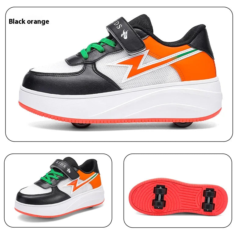 Children's walking shoes Girls 2025 new breathable roller skates boys primary school four wheel roller shoes can walk and slide