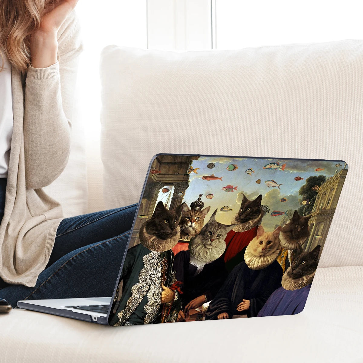 The Crown Cat Hard print case for MacBook 2025 M4 Air Pro 13 14 16 M2 2022 2023 A2681 A2779 A2780 Retina A1502 A2337 M1 A2289