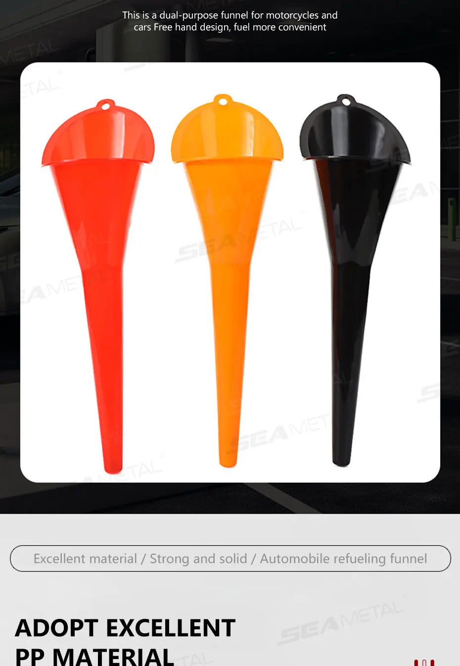 SEAMETAL Car Long Stem Funnel Oil Fuel Filling Tools Anti-splash Plastic Funnel Auto Accessories Motorcycle Refueling Tools