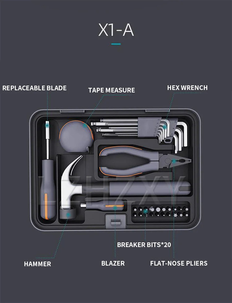 X9-ABCDEFGHI Household Electric Combination Tool Box Layered Free Combination for DIY Hand Tools and Home Repair Tools