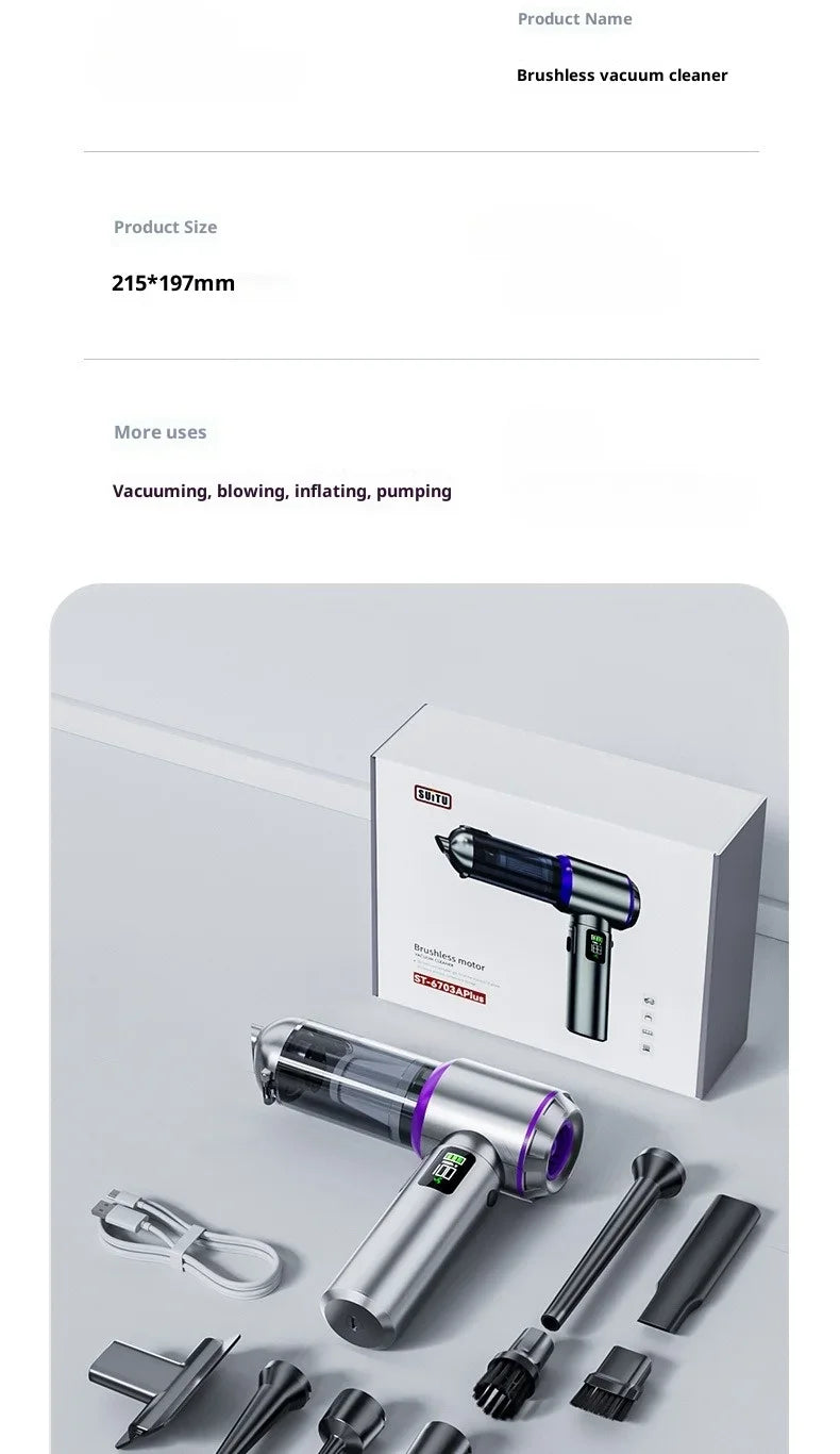 Car Vacuum Cleaner High Power Portable Handheld Wireless Brushless Motor Cleaning Machine Powerful Air Duster for Home Appliance