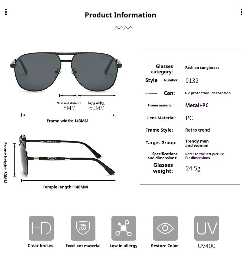 For Bentley Continental GT MULLINER Bentayga Flying Hurtling Spurlogo Car High End Men And Women Sunglasses Protection Goggles