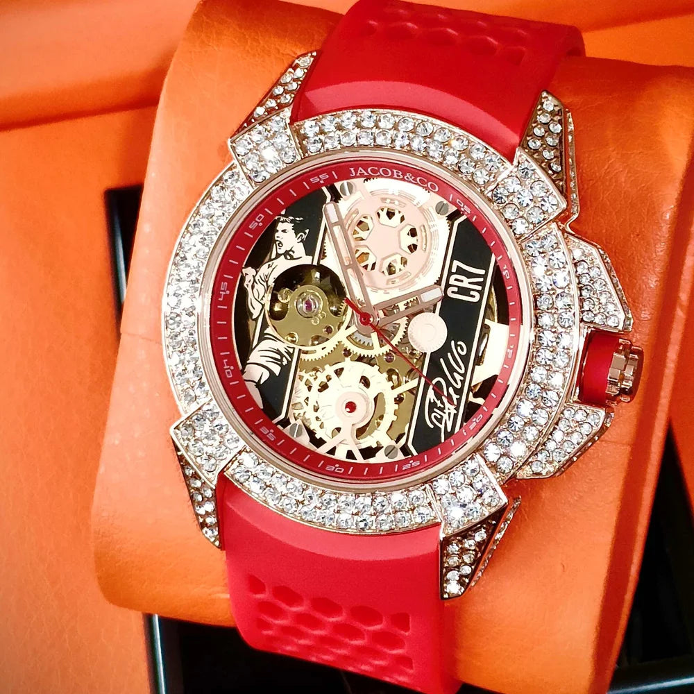 TOP Very Hot Jacob & Co Original Brand Watches For Mens  Full Diamond Automatic Mechanical Wristatch High Quality AAA Clocks