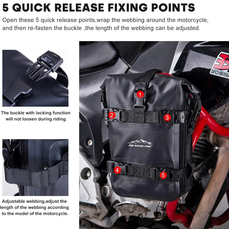 Motorcycle Bumpers Bag Waterproof 6L-8L Motorcycle Side Frame Bag Motorcycle Crash Bar Bag Universal Tools Storage Bag