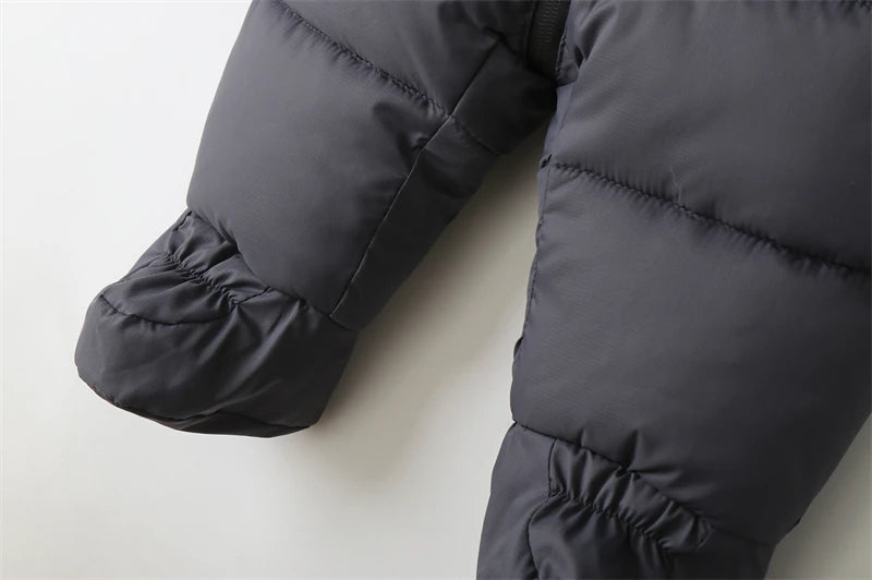 Winter Newborn Baby Jumpsuit Thicken Baby Clothes Plus Velvet Warm Baby Rompers With Gloves Hooded Infant Snowsuit Clothing