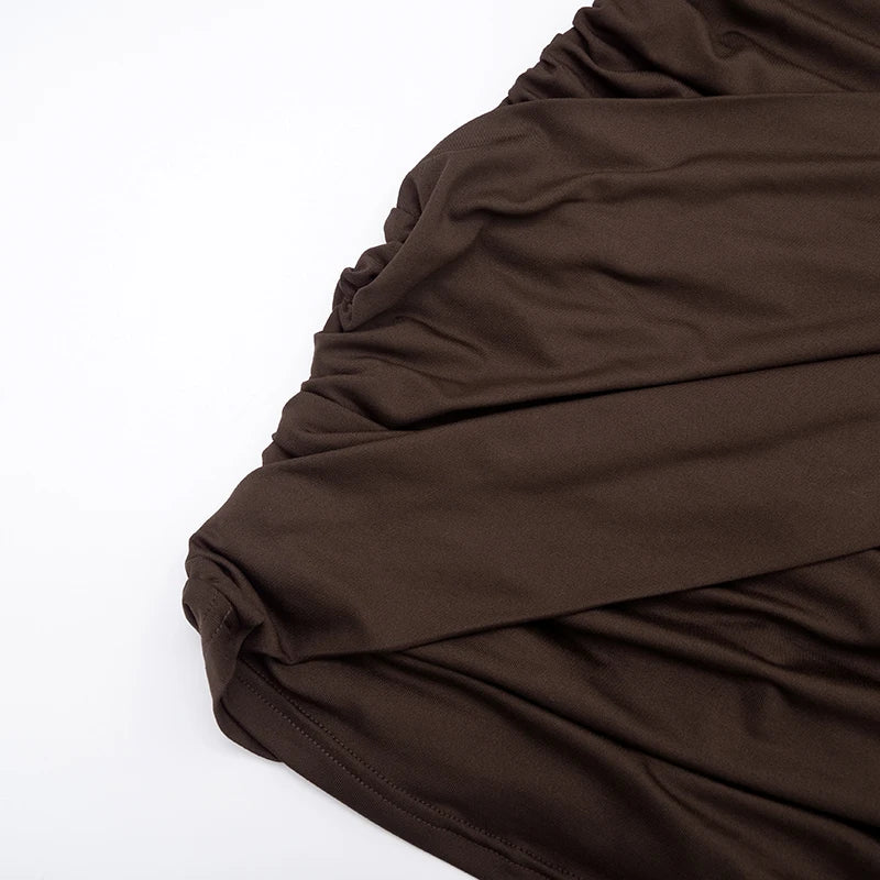 CUTENOVA Women'S Fall/Winter New Arrival Sexy Solid-Color Bodycon Gathered Ribbon Long-Sleeve Bodycon Chic Streetwear Dress