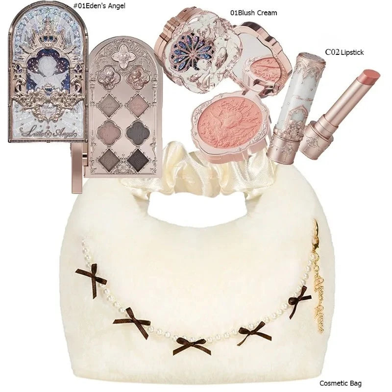 Makeup Set Flower Knows Strawberry Cupid Collection 6 Color Eyeshadow Palette Embossed Blusher Shine Lipstick Kit Maquiagem