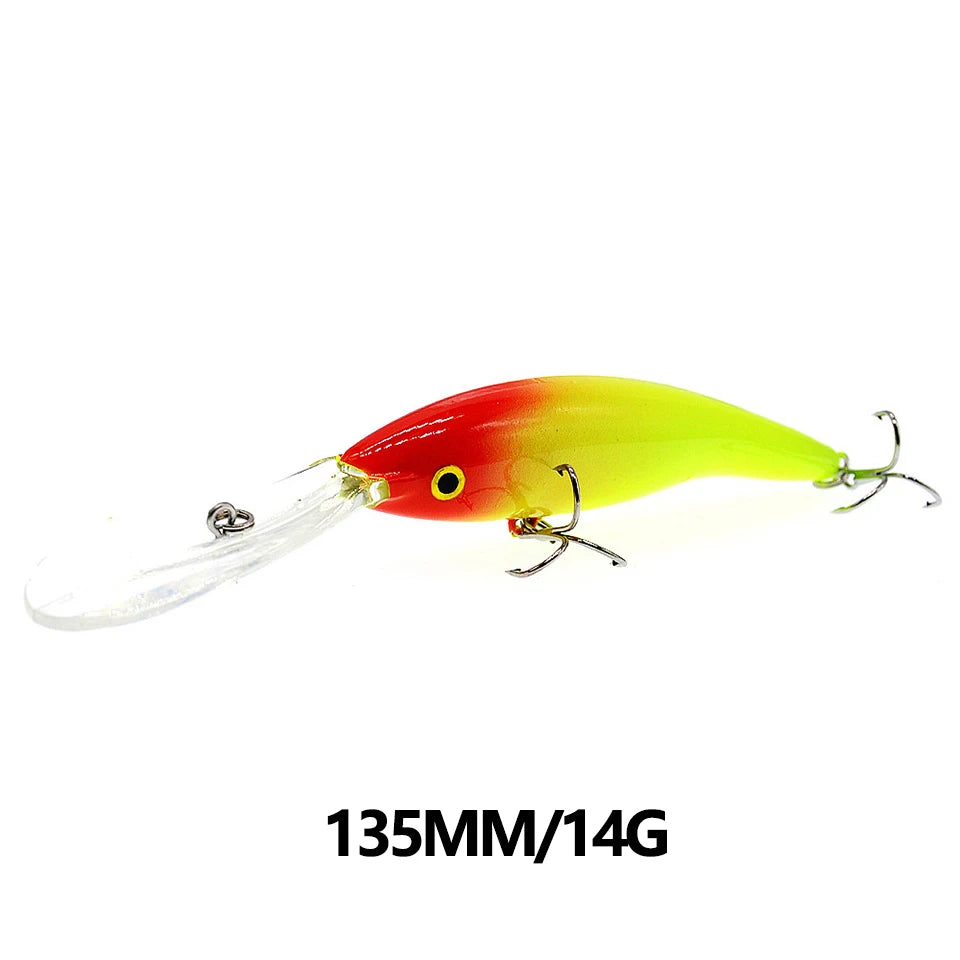 1PCS 14/20G 135/155MM Minnow Fishing Lure Wobbler Artificial Bionic Fish Swimbait Deep Tail Dancer Super Diving Hard Bait