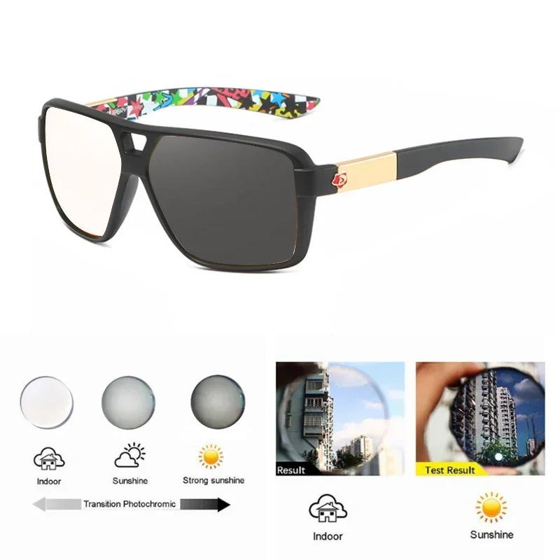 Sport Large Frames Photochromic Reading Glasses Men Clear Lens Color Changing Optical Eyeglasses Readers Customized Diopter +1.5