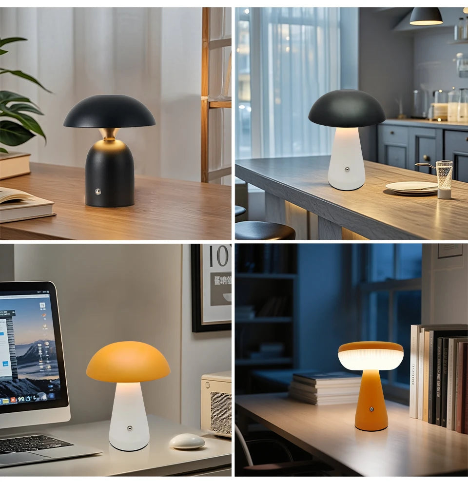 Minimalist Nordic Mushroom LED Desk Lamp Touch Dimming Bedhead Night Light Reading Light Restaurant Bedroom Decorative Lighting
