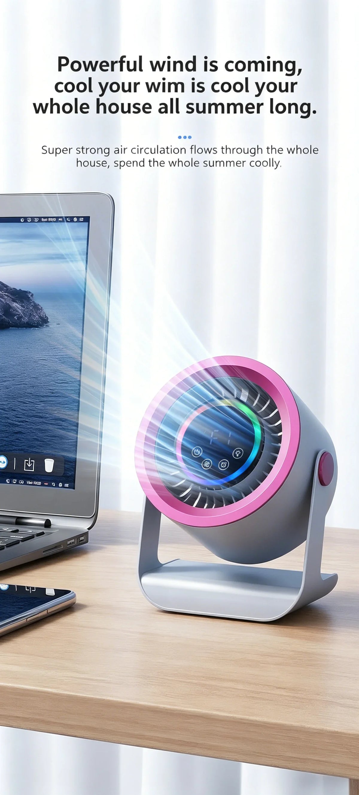 Hot-Selling New Air-Conditioning Circulating Mini Fan With Touch Control And Digital Display, Suitable For Dormitory Bed, Silent