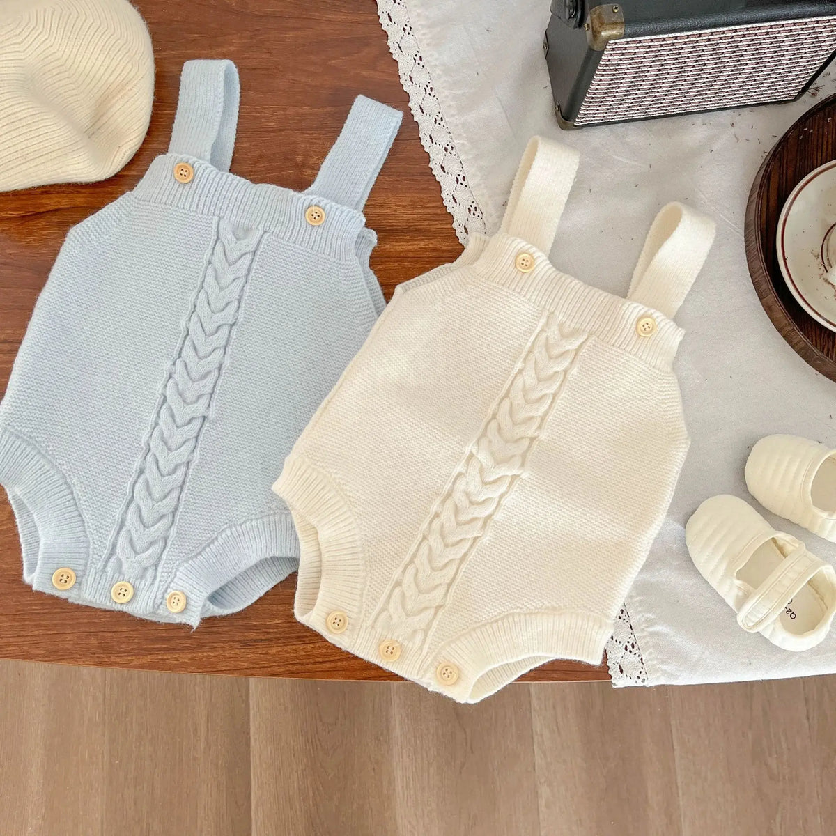 Unisex Baby Girl Clothes Set Spring Autumn Knitted Romper with Cardigan Infant Boy Jumpsuit Outfit Newborn Soft Suspender Suit
