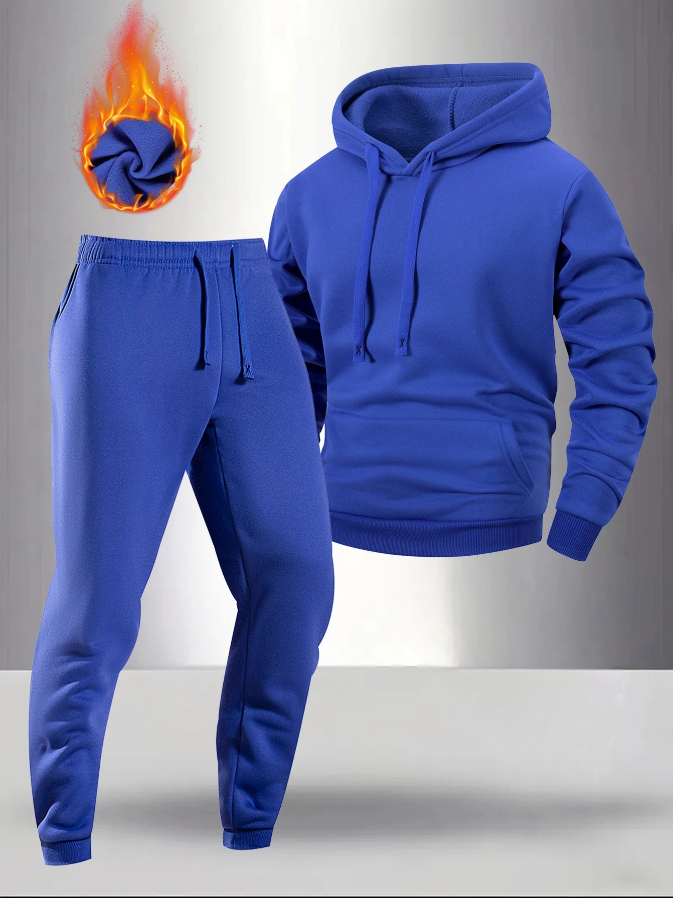 Men's Casual Tracksuit Spring and Autumn Solid Color Hoodie+pants Two-piece Set Outdoor Warm Daily Sportswear Male Pullover Set