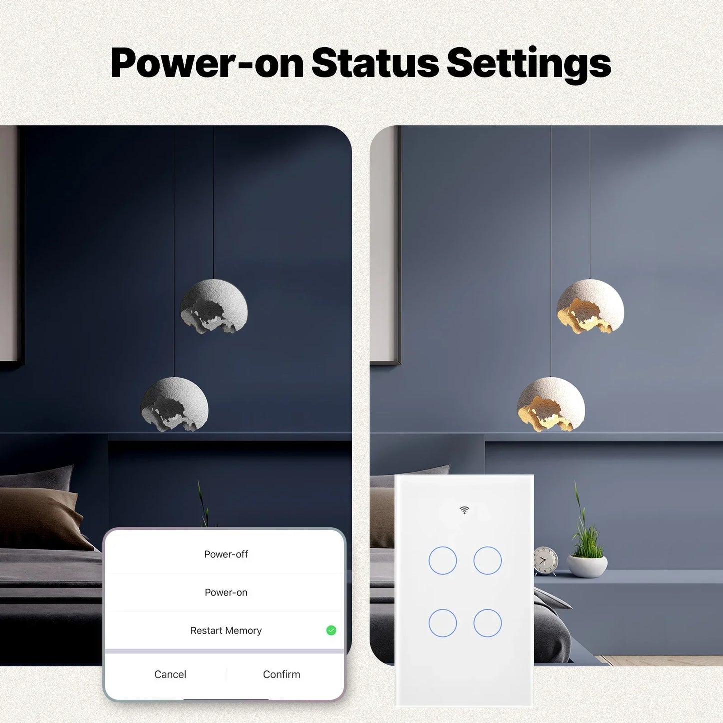 Matter Smart Switch Matter Light Switch Wifi Wall Switch Neutral Wire/No Neutral Wire 1/2/3/4 Gang US Touch Wall Light