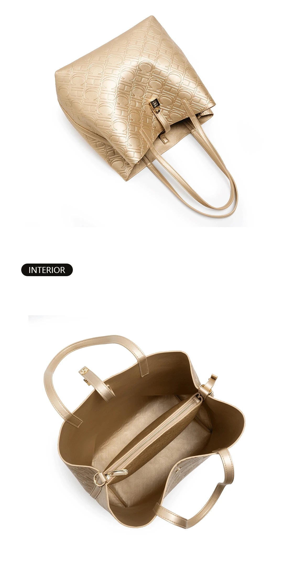 CH Luxury Tote Handbag For Women Large Capacity Work Shoulder Bag Elegant Golden Shopping Shoulder Purse