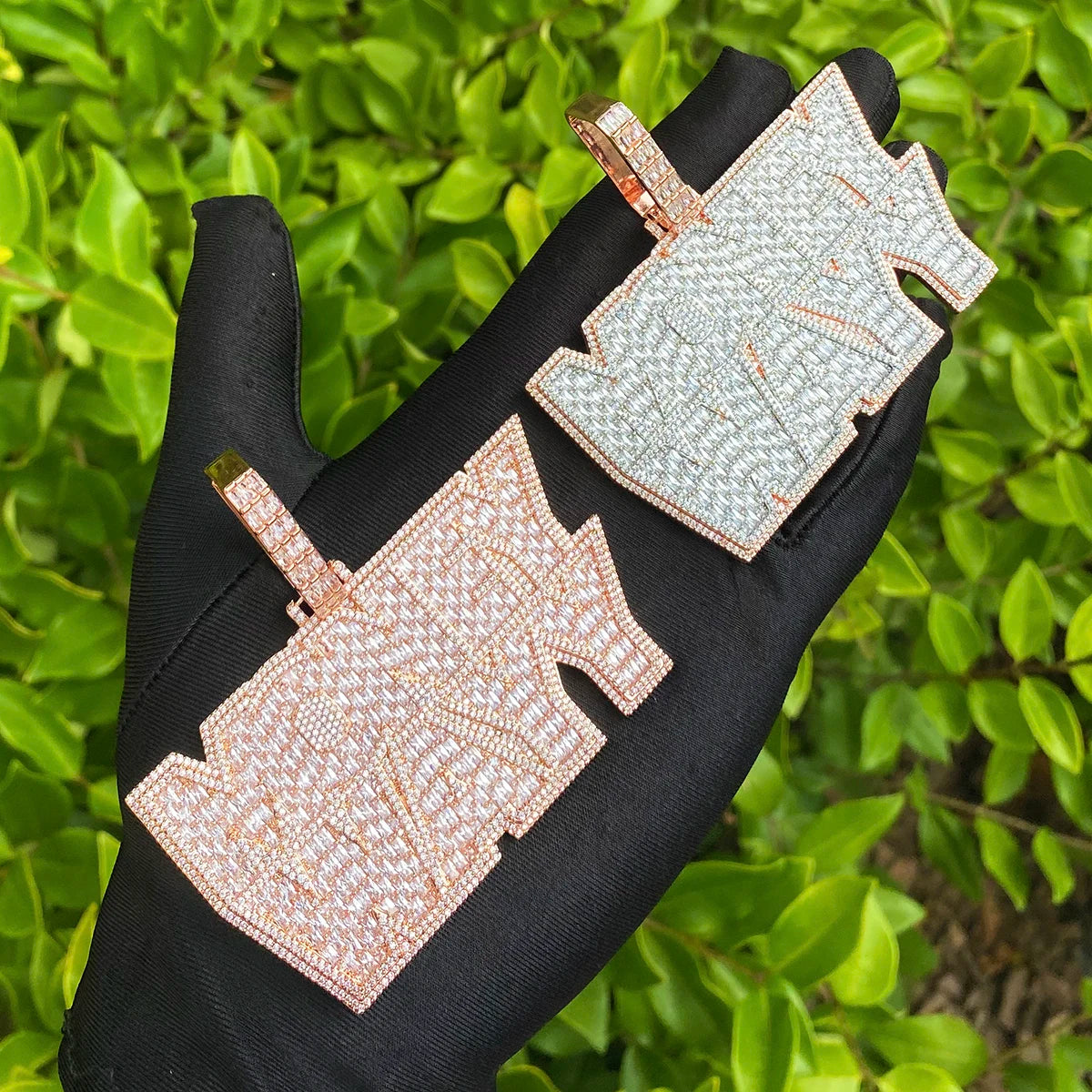 Bubble Letter Iced Out Money Wayy Necklace Pendant for Men Prong Setting Real Gold Plated Hip Hop Jewelry