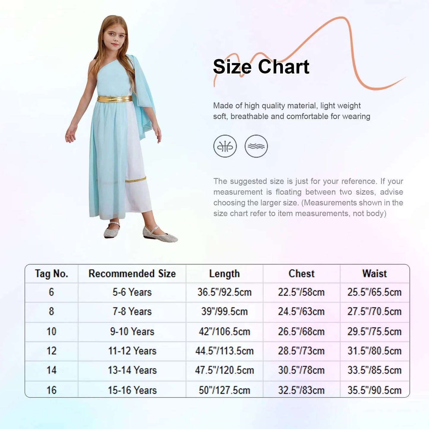 Halloween Virgin Mary Costume for Kids Girls Fancy Greek Princess Cosplay Long Sleeve Ruffle Dress with Chiffon Cape Theme Party