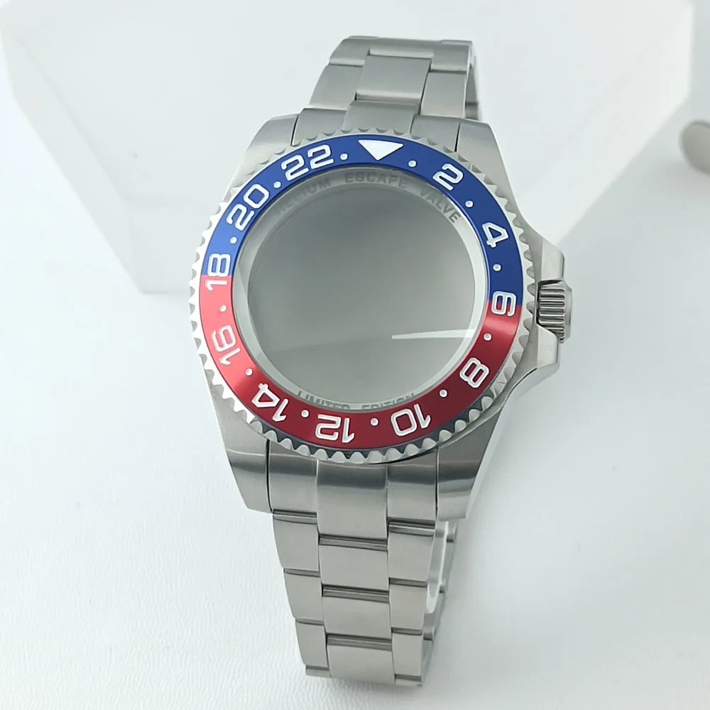 44MM Ceramic Bezel Case Silver SEA Big DEEP Homage Sapphire Crystal Watch Case Stainless 21MM Watch Strap Fit NH35 NH36 Movement