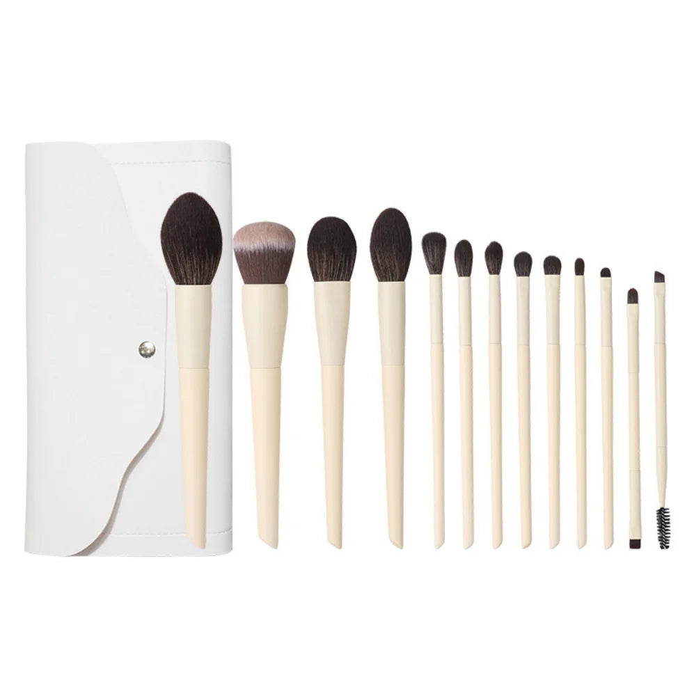 13pcs Synthetic Fiber Makeup Brush Set: Foundation Brush, Eyeshadow Brush, Highlight Brush, Eyebrow Brush, Eyelash Brush