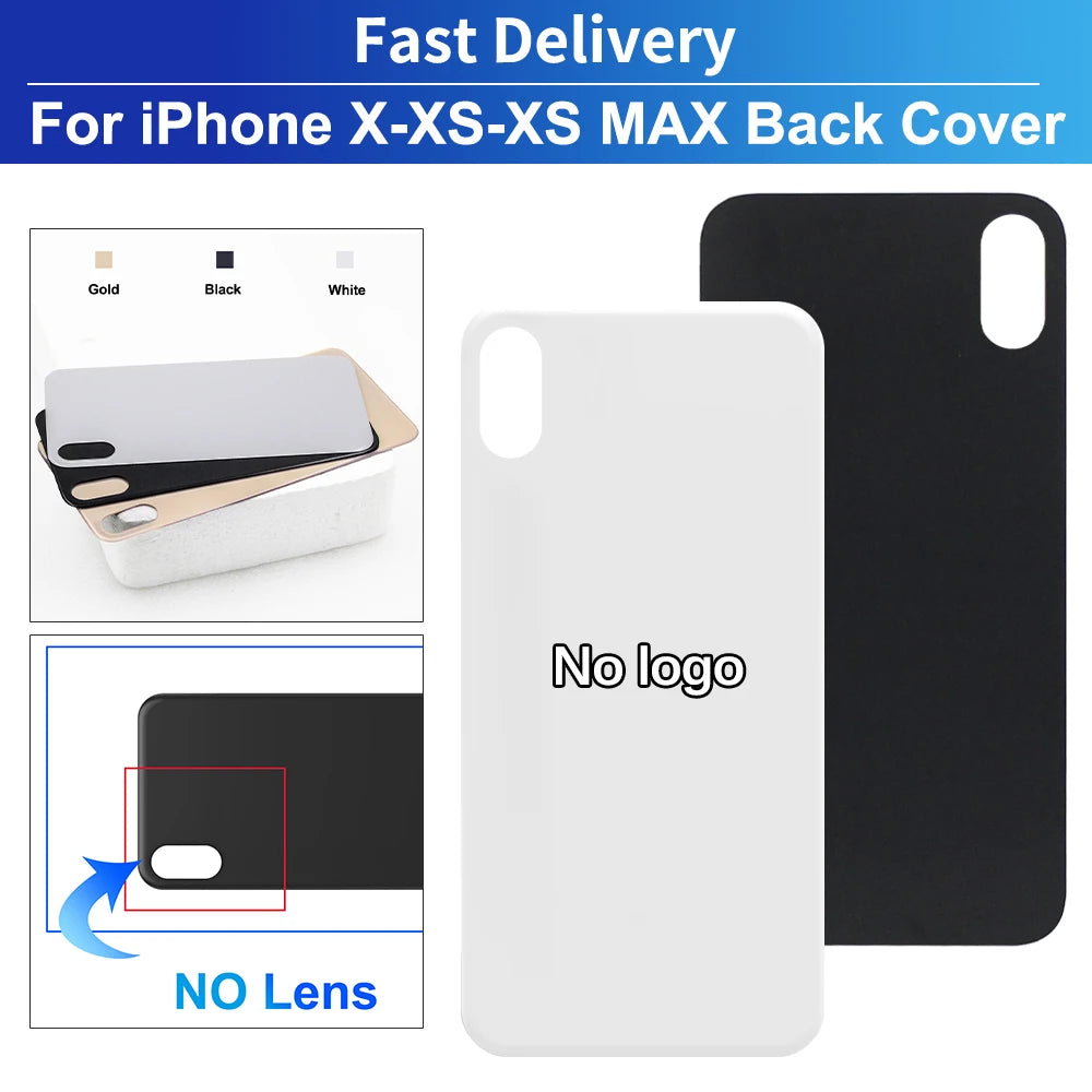 For iPhone X / XS / Max Battery Back Cover Glass Panel Rear Door Housing Case Replacement Part