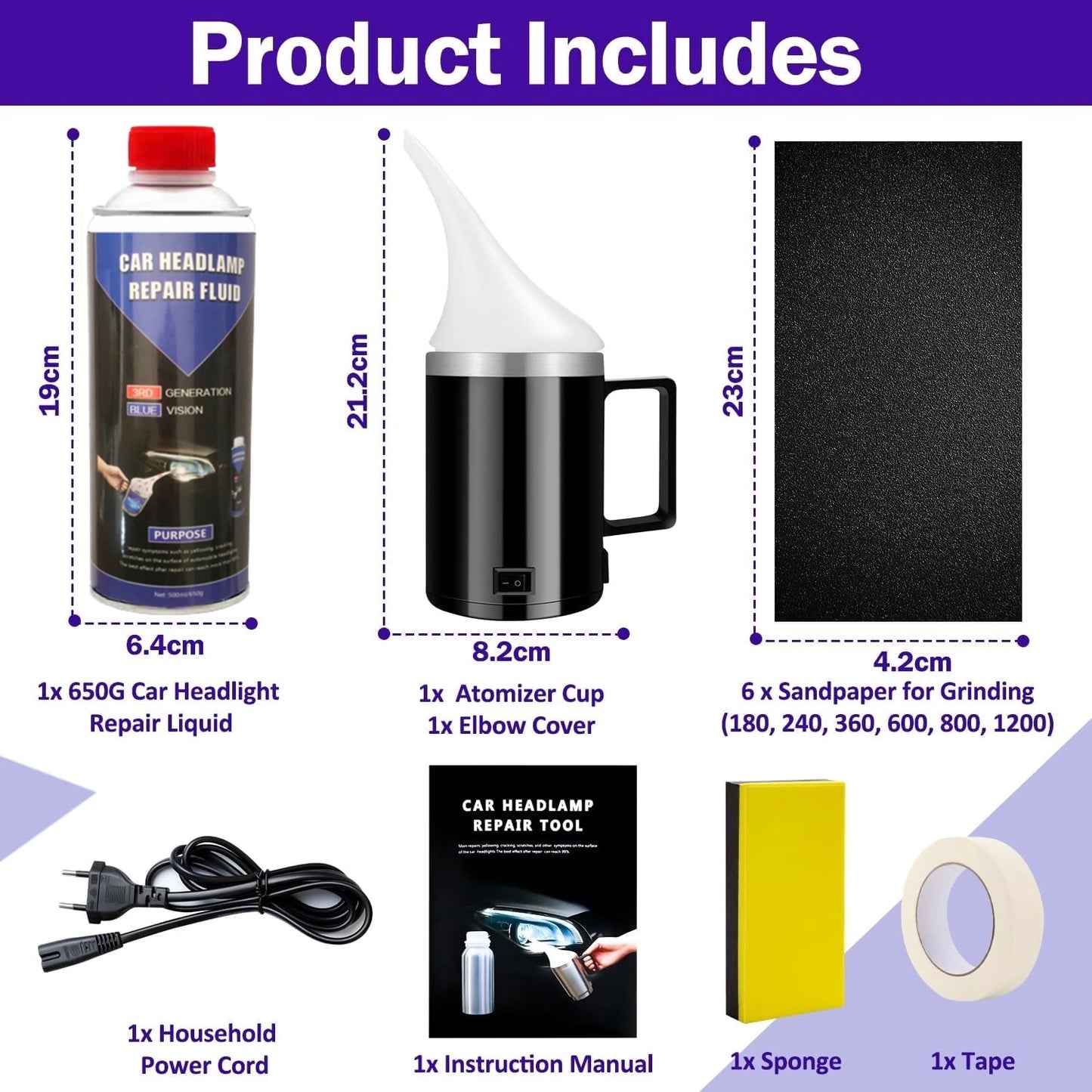 650g/500ml Headlight Regeneration Cleaning Renovated Car Headlight Renovation Kit Polishing Car Lamps Kettle For Headlight Lamps