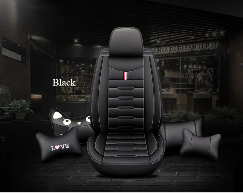 5- Seater Full Seat Universal Car Seat Cover, Breathable and Waterproof Faux Leather Automotive Seat Covers for Cars SUV Sedan