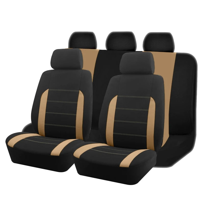 AUTO PLUS Beige Car Seat Cover Universal Fabric Seat Covers Car Accessories Interior Fit For Most Car Suv Truck Seat Cushion