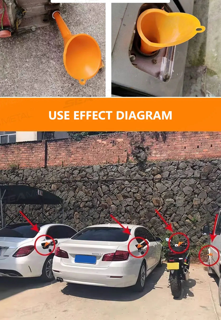 SEAMETAL Car Long Stem Funnel Oil Fuel Filling Tools Anti-splash Plastic Funnel Auto Accessories Motorcycle Refueling Tools