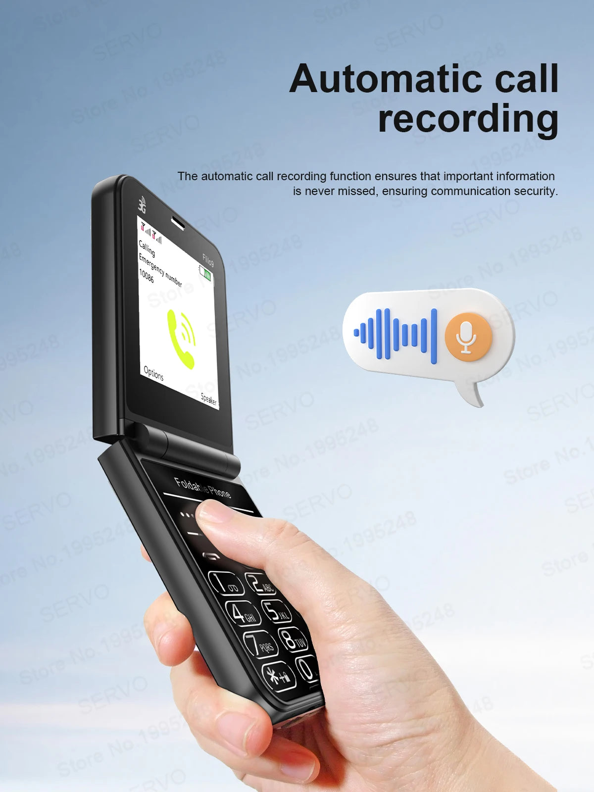 SERVO Flilo9 Foldable Mobile Phone 3G WCDMA Call Recording Speed Dial FM Radio Blacklist Torch Flip Cellphones Dual SIM Standby