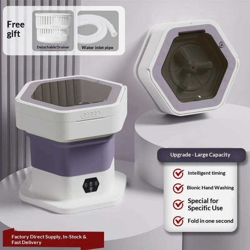 New Mini Folding Washing Machine Household Small-sized Washing Machine Socks Underwear Pants Also Capable Dehydrating White