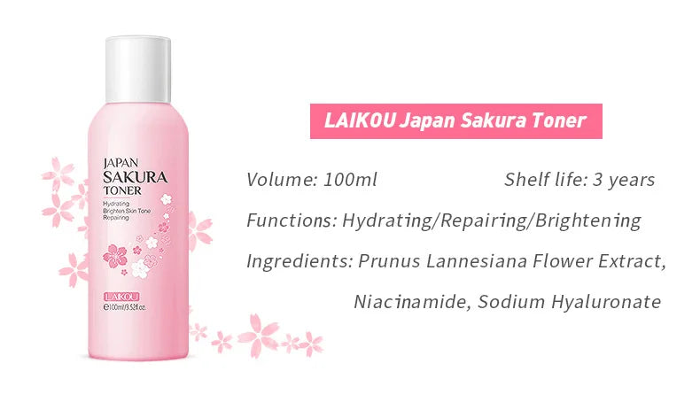 7pcs Sakura Skin Care Set Moisturizing Brightening Sunscreen Cleanser Fine Lines Delay Skin Aging  Nourish Daily Face Care Suit