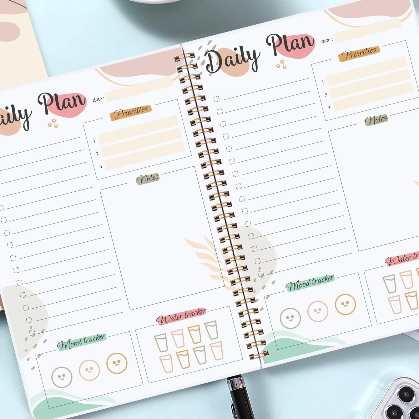 Daily Planner Notebook - Undated To Do List Task with Priorities,Mood Tracker,Notes,Suitable for Office, Home and School