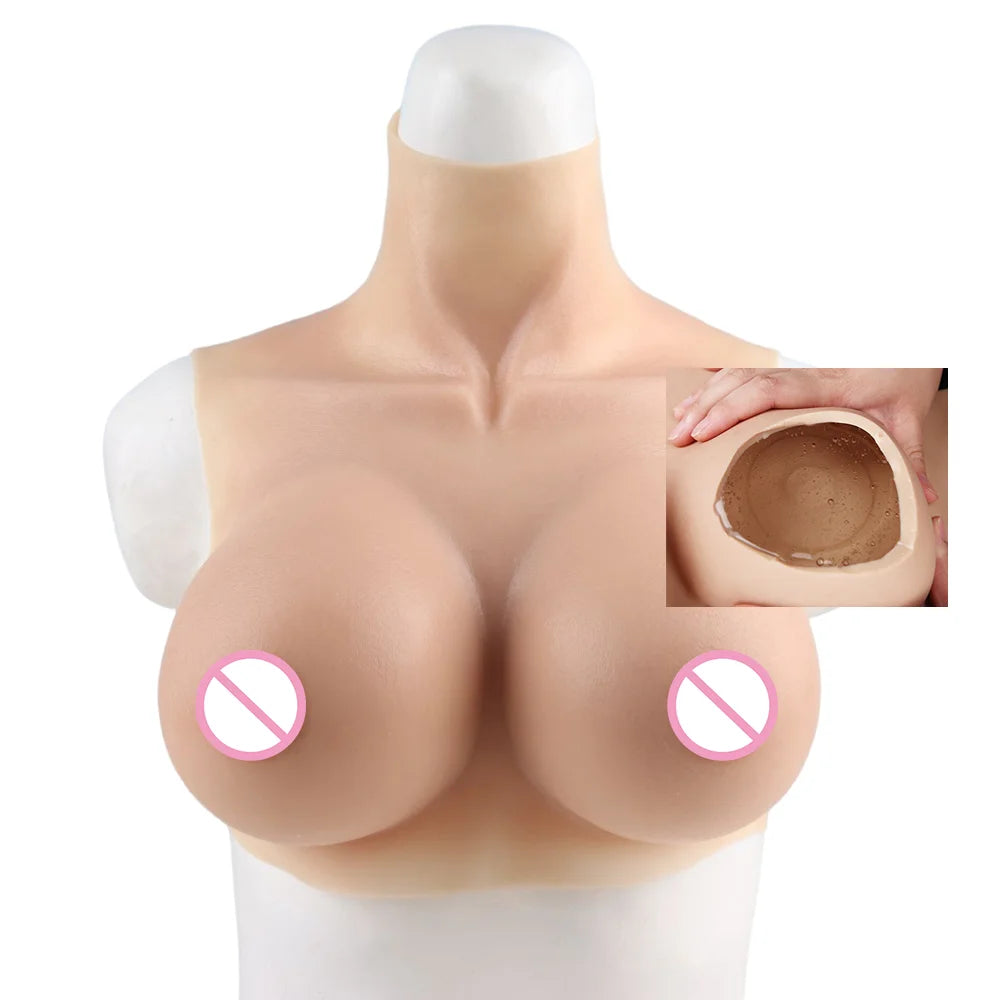 Halloween Cosplay Fake Chest False Boobs Silicone Filler Realistic B-H Cup for Crossdresser Transgender Drag Sissy Cosplay Chest