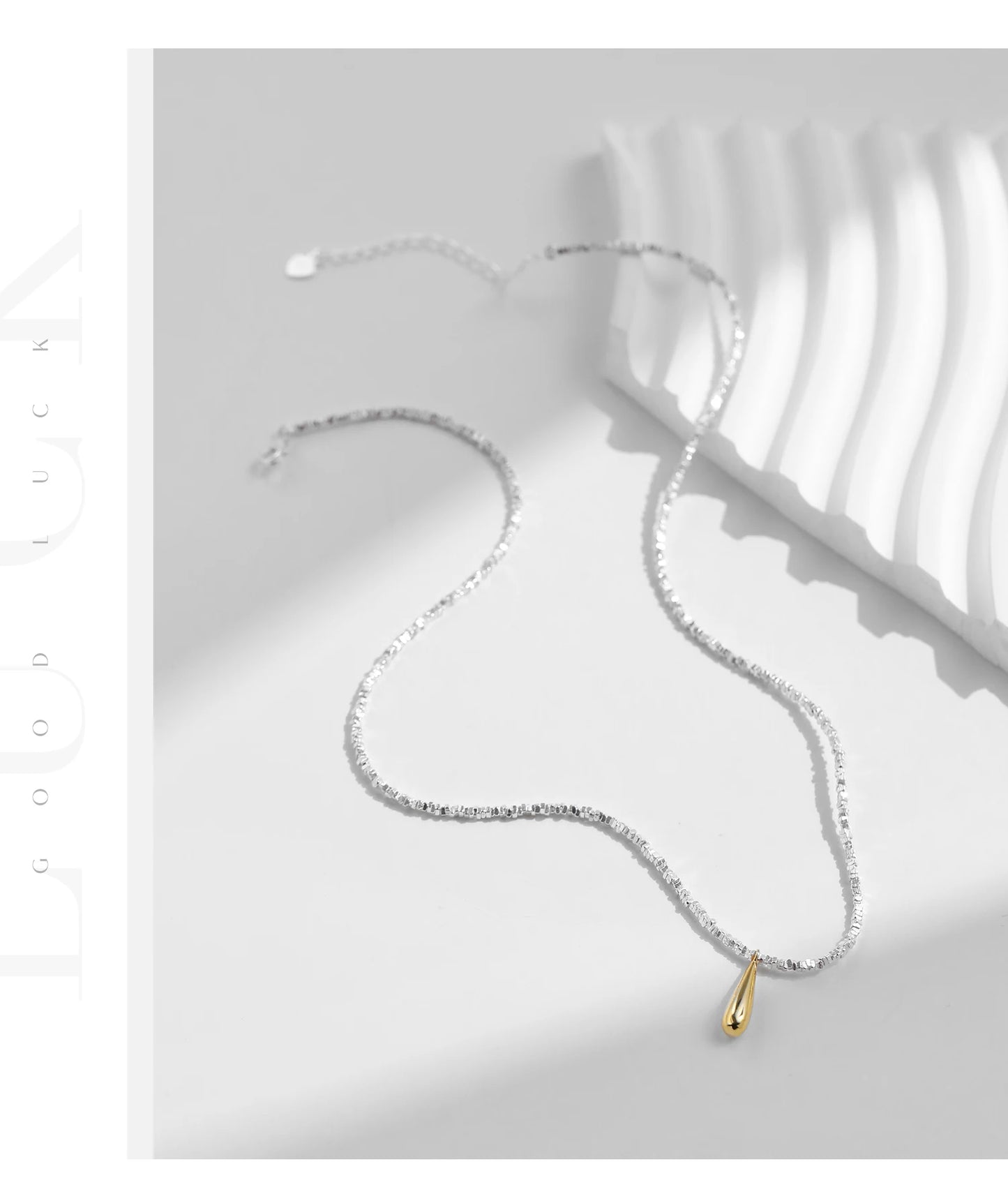 MODIAN 925 Sterling Silver Geometric Square Necklace Pendant Gold Color Water Drop Fine Jewelry For Women Valentine's Day Gifts