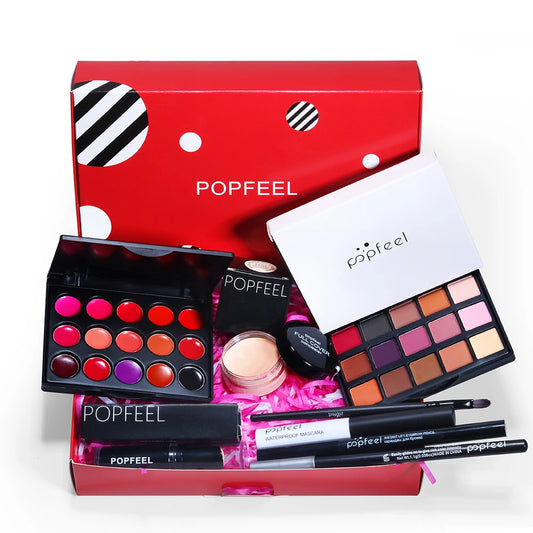 POPFEEL Makeup Cosmetics Gift Set - Premium Makeup Kit with Eyeshadow, Eyebrow Pencil, Mascara, Concealer, Lipstick, Lip Gloss.