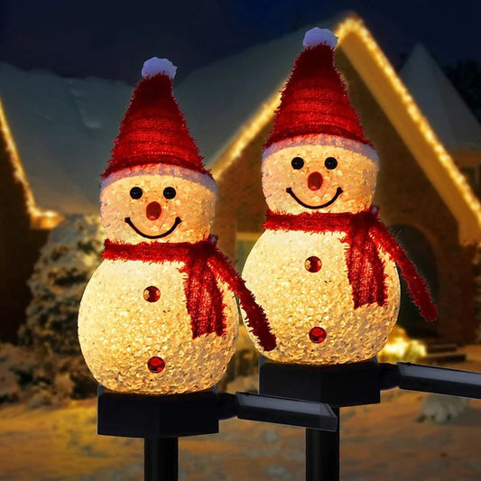LED Snowman Solar Garden Light Outdoor Ground Stake Light Solar Powered Xmas Pathway Lights For Christmas Lawn Yard Decoration