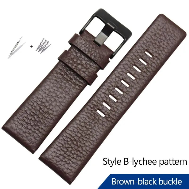 22/24/26/28/30/32mm For diesel Genuine Leather Strap Bracelet DZ7311 DZ7332 DZ7314 DZ1405 DZ4323 Watch Band Man's Black Brown